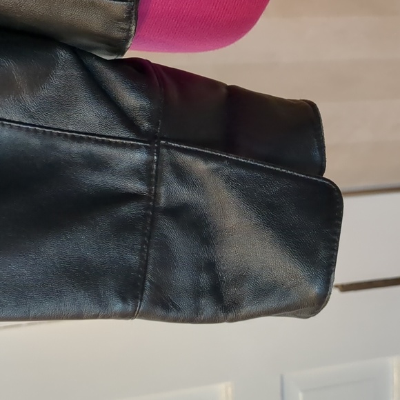 i.e. Vintage Smooth Leather Snap Front Lined Peplum Jacket Black PM - Picture 5 of 16